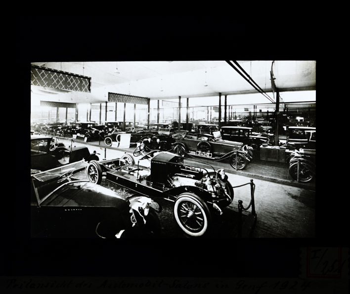 Teilansicht des Automobil-Salons in Genf 1924