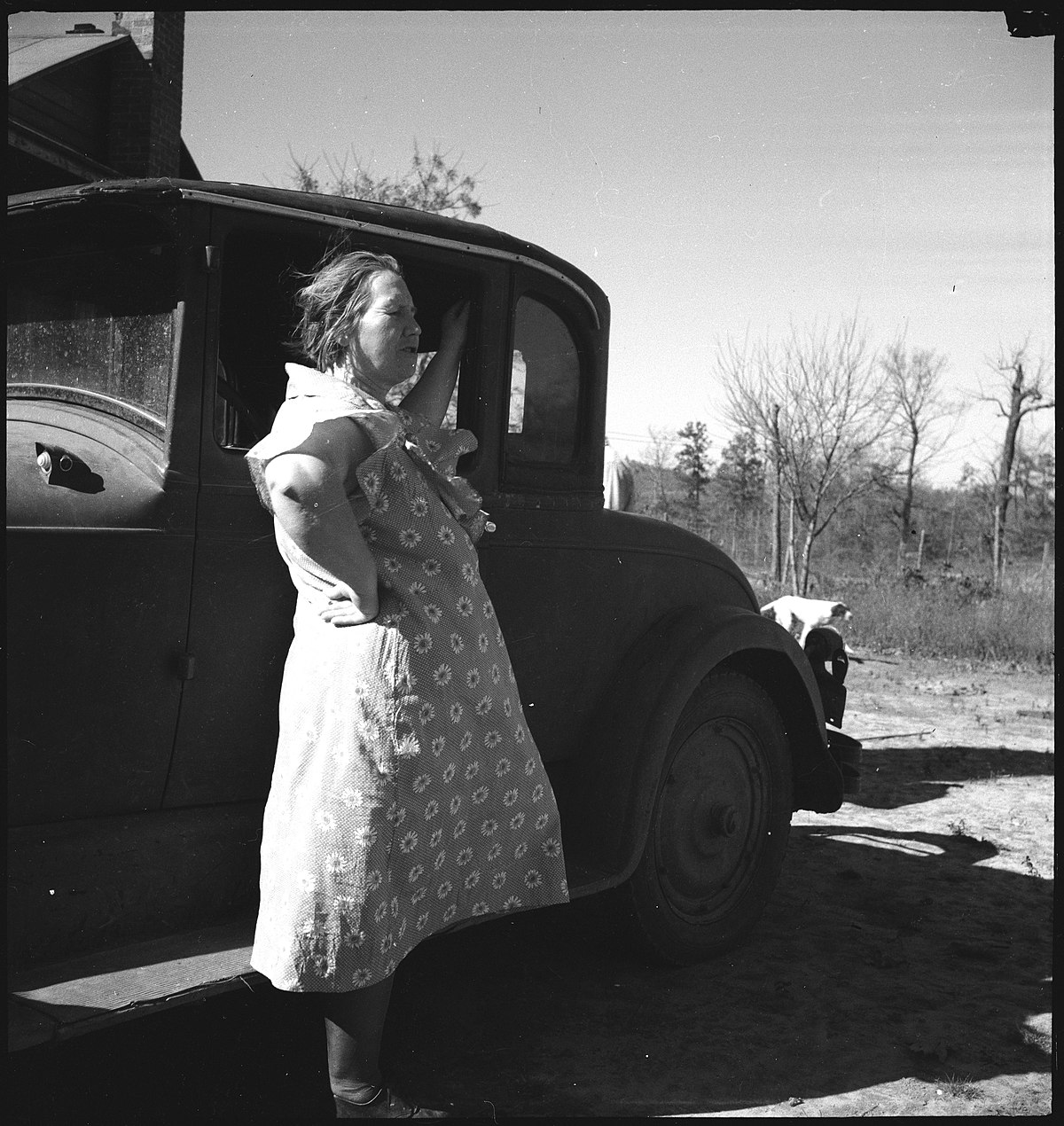 USA, Pine Mountain Valley/GA: Menschen; Frau stehend neben einem Auto