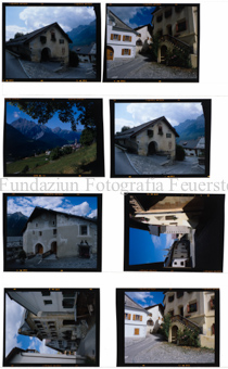 Aus der Serie: Scuol Winter, Sent Sur-En Uina, Sent Dorfdetails Sommer