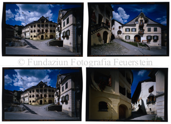 Aus der Serie: Scuol Winter, Sent Sur-En Uina, Sent Dorfdetails Sommer
