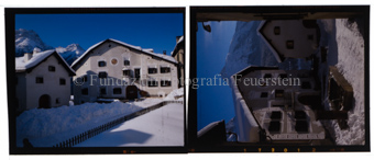 Dorfplatz Scuol, Haus Pernet, Winter