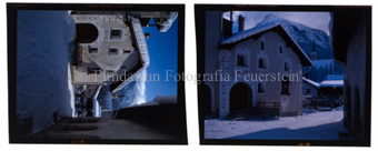 Aus der Serie: Scuol Winter, Sent Sur-En Uina, Verschiedene Häuser 
