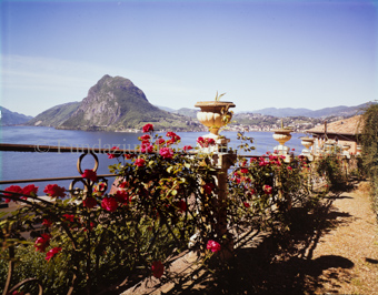 Tessin, Blick von Hotel Castagnola auf See und San Salvatore