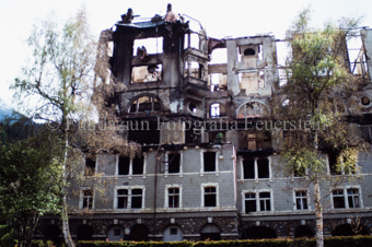 Brand im Hotel Waldhaus, ausgebranntes Gebäude