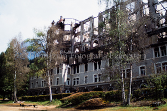 Brand im Hotel Waldhaus, ausgebranntes Gebäude