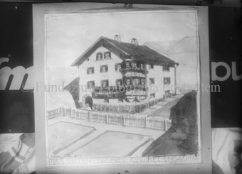 Reproaufnahme einer Architektenzeichnung, Haus Riatsch-Brunies,  Cinuos-chel, Mai 1932