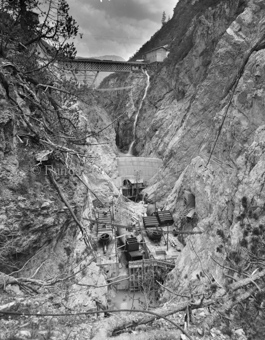 Val Laschadura, Schlucht, Baustelle, Staumauer, Brücke