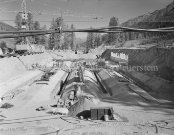 Via da S-charl, Baustelle, Fundament, Kran, Bauarbeiter