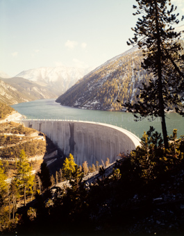 Punt dal Gall, Staumauer, See, Berglandschaft