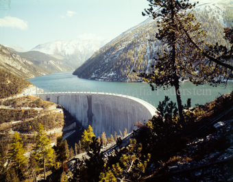 Punt dal Gall, Staumauer, See, Berglandschaft