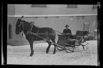 Mann auf einem Pferdeschlitten