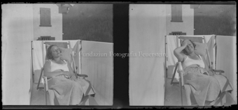 Frau auf einem Liegestuhl (Anna Feuerstein-Huber 1900-1985)