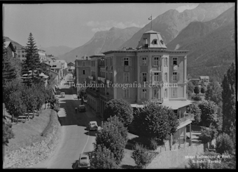 Hotels Scuol, Vulpera; von der Feuerwehrleiter aus fotografiert