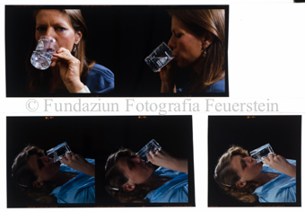 Werbeaufnahme, Porträts Frau trinkt aus Glas