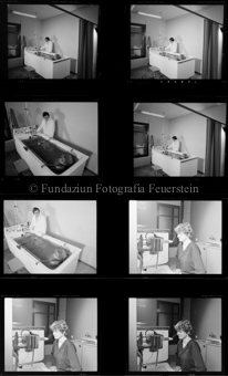 Innenaufnahme, Frau in Kurbad mit Arzt, Frau inhaliert