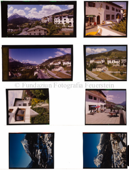 Aussenaufnahme Dorf und Gebäude, Terrasse, Dorf im Winter mit Berg im Hintergrund