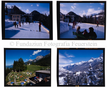 Aussenaufnahme Curling, Sommerterrasse, verschneites Tal
