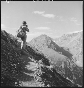 Wanderer in Berglandschaft