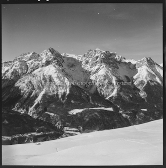 Panorama von Skihütte Naluns, gegen Pisoc und Lischana