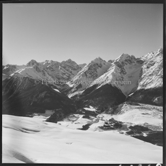 Panorama von Skihütte Naluns, gegen Pisoc und Lischana
