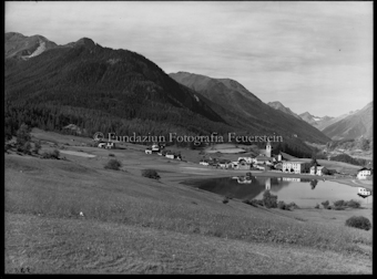 Schloss Tarasp Panorama, Sommer 1930, zwei Platten