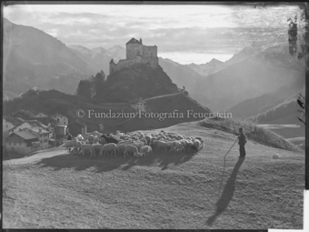 Schloss Tarasp mit Schafherde