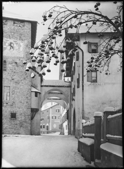 Zuoz mit Bogen und Vogelbeerbaum