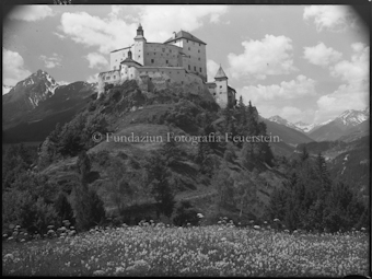 Schloss Tarasp mit Blumenwiese