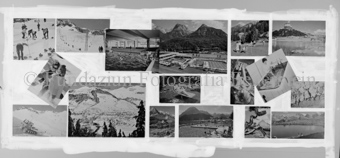 Scuol, Repro Collage von verschiedenen touristischen Sujets, Sommer und Winter