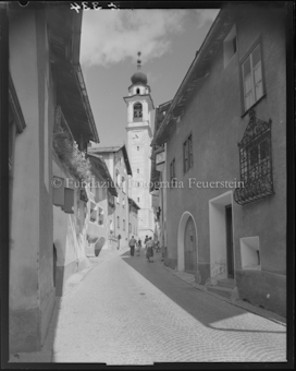Sommer, Samedan Dorfquartier mit Kirche