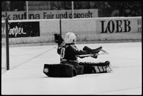 Eishockeygoalie Oliver Anken, Biel, in Aktion