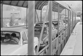 Mit Fahrzeugen beladener Autozug