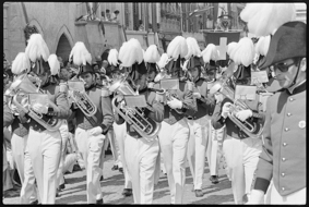 Musikgesellschaft an Umzug in der Hauptgasse