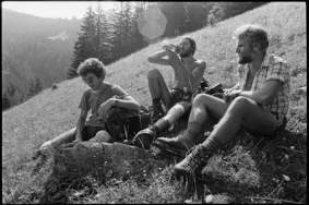 Daniel Bühler, Kurt Saurer und Markus Liechti bei einem Rast