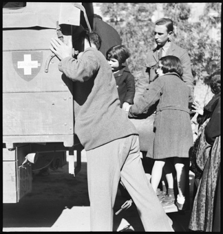 Garcia de Paredes, ein ehemaliges Kloster dient während dem Bürgerkrieg als Flüchtlingszentrum, Einsatzort der «Ayuda Suiza». Vor der Fahrt nach Valencia