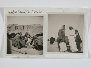 Irak, Babylon: Alltagsszene; Karteikarte: Mensch mit Schaf / Kind in der Wüste