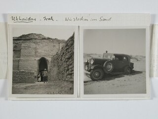 Irak, Ukhaidar: Festung, Auto; Karteikarte: Festung; Auto von Annemarie Schwarzenbach