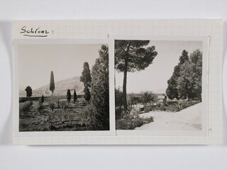 Persien, Schiraz (Schiras): Landschaft; Karteikarte: Landschaft um Schiraz, im Hintergrund Berghügel