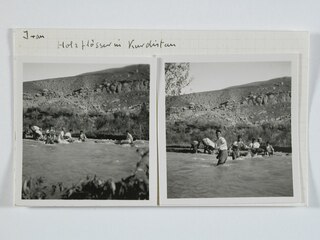 Persien: Holzflösser; Karteikarte: Holzflösser bei der Arbeit