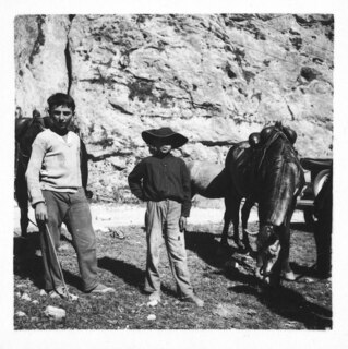Persien, Elburs-Gebirge (Elburz): Menschen; Zwei Knaben mit Pferden oder Maultieren