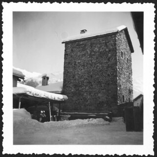Schweiz, Samedan: Ort; Alter Backsteinturm "La Tuor"; Samedan