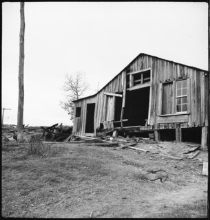 USA, Cumberland Mountains/TN: Landschaft; Zerfallenes Gebäude auf einem Hügel