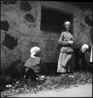 Estland: Frauen (Lokalisierung unsicher); 3 Frauen neben Mauer