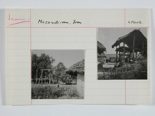 Iran, Mazanderan (Mazandaran): Dorf; Karteikarte: Ein Dorf mit Stohhütten