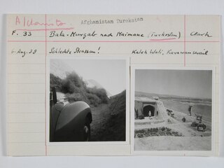 Afghanistan Turkestan | Bala-Murgab nach Maimane (Turkestan) | Schlechte Strassen! Kaleh Wali, Karawanserail | F.33 | Clark | 6. Aug.39Afghanistan | "Strasse des Nordens" - ein Saumpfad [Legende auf separatem Umschlag]