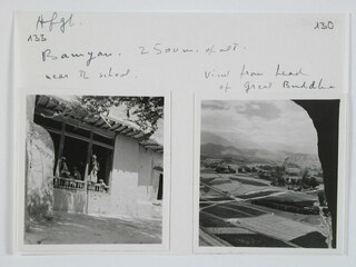 Afgh. | Bamyan. 2500 m. of alt. | near the school | View from head of Great Buddha | [Legende von EM]Dorfschule von Bamiyan | (Hindukusch, 2500 m.) | Felsgrotten von Bamiyan | (buddhistische Klosteranlagen) | [Legende auf separatem Umschlag]