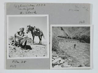 Afghanistan, Shibar Pass (Shebar Pass, Kowtal-e Shebar): Menschen; Karteikarte: Ein Reiter mit seinem Pferd / Männer auf einem Feld