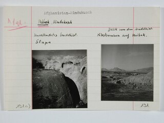 Afghanistan-Hindukusch | Haibak, Hindukusch | Unvollendetes buddhist. Stupa | Blick von den buddhist. Klosterruinen auf Haibak