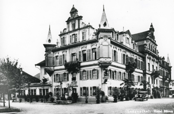 Hotel Bären in Langenthal, mit Vermerk Photoglob-Wehrer A.G Zürich, gehört zu Dossier: St. Urbanstrasse, Spitalplatz