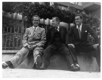 Paul Senn mit Künstlerkollegen Lindi (Albert Lindegger) und Leo Deck